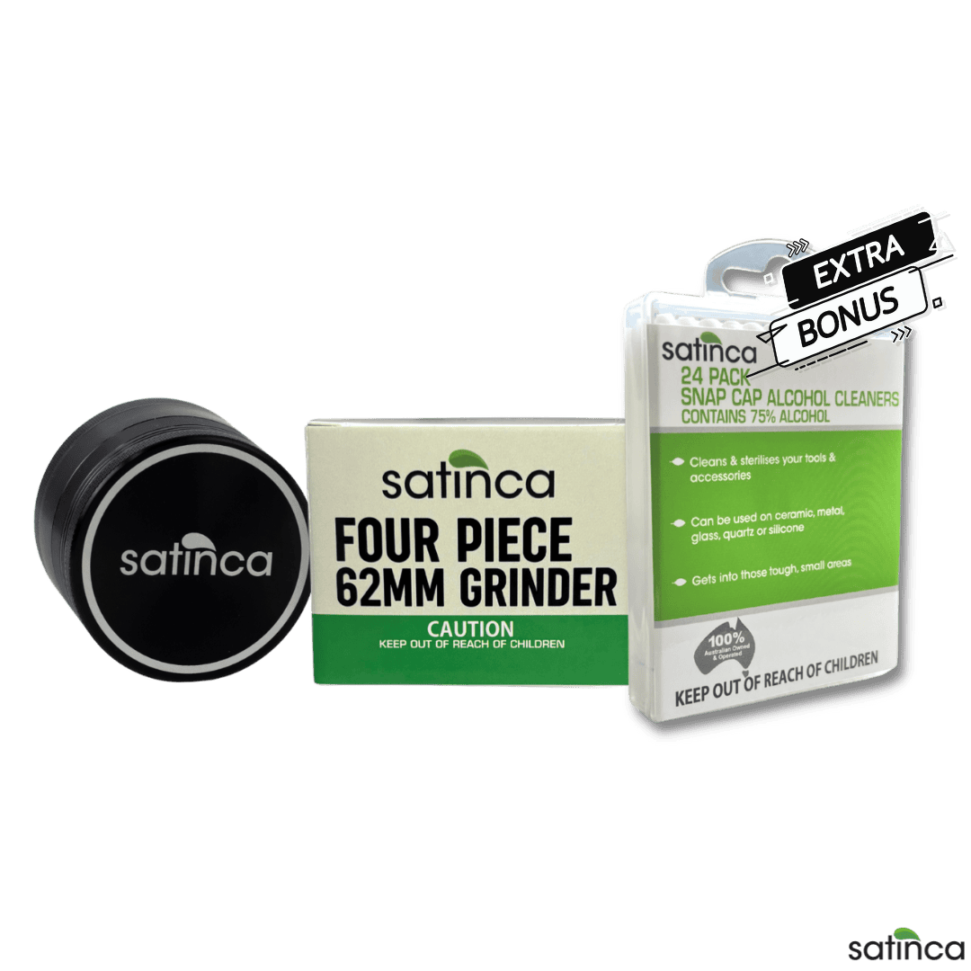 satinca 4 Part Grinder + Vape Snap Cap Alcohol Cleaner