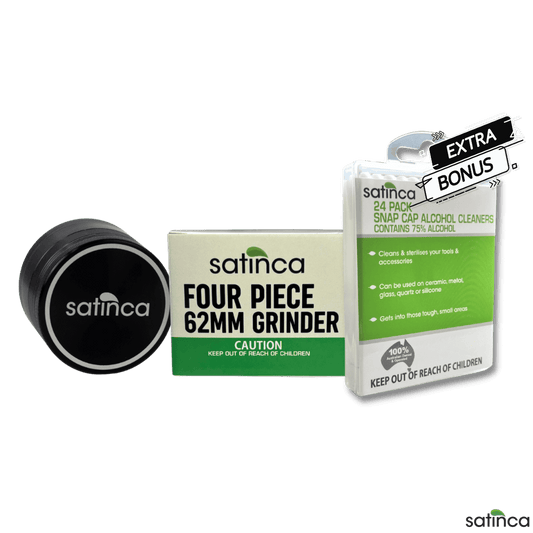 satinca 4 Part Grinder + Vape Snap Cap Alcohol Cleaner
