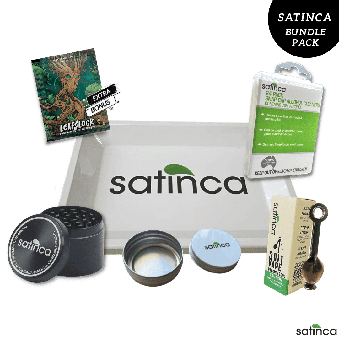 satinca Starter Pack [Grinder, Tray, Vape Packing Tool + Vape Cleaner]