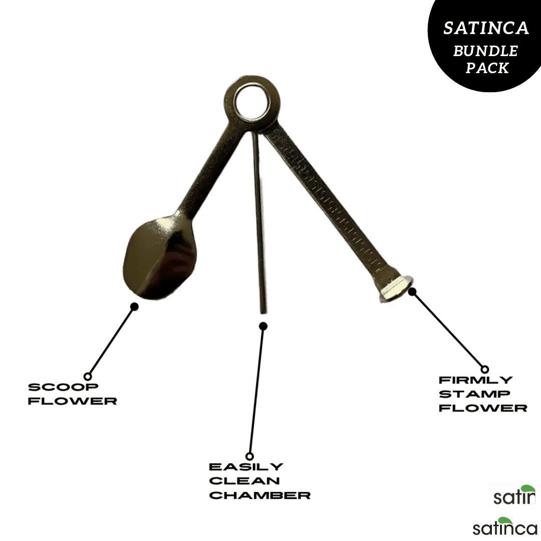 satinca Starter Pack [Grinder, Tray, Vape Packing Tool + Vape Cleaner]