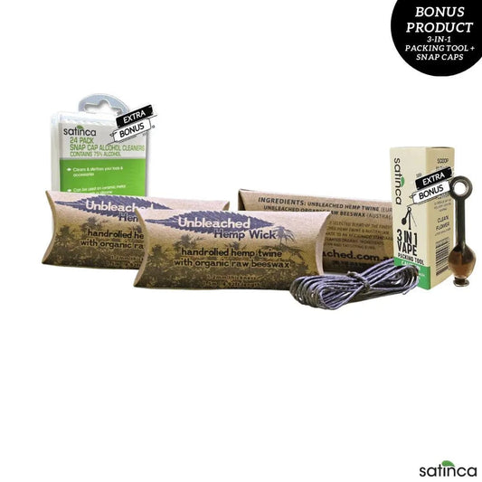 satinca x Unbleached Organic Hemp Wick 3 Pack [BONUS PRODUCTS INCLUDED] satinca x Unbleached